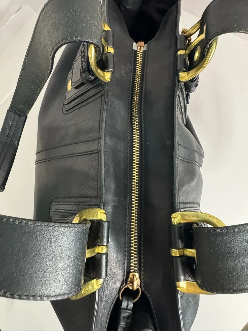 #354 Coach Soho Black Leather Satchel Shoulder Tote Bag
